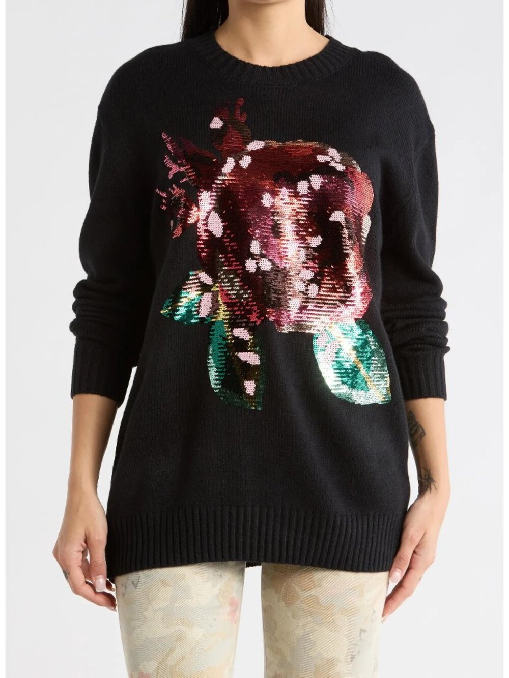 Desigual Sequin Knit Sweater in Black